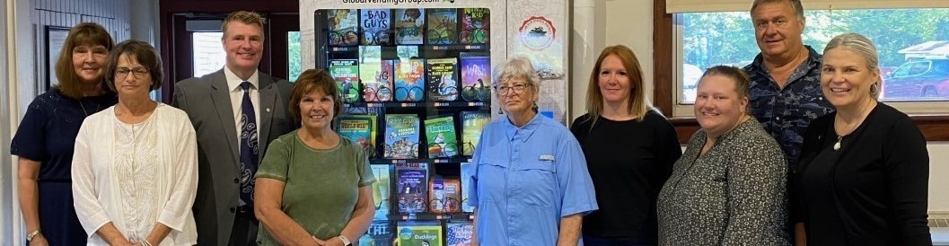 Donors gather at Pickaway to present the Book Vending machine
